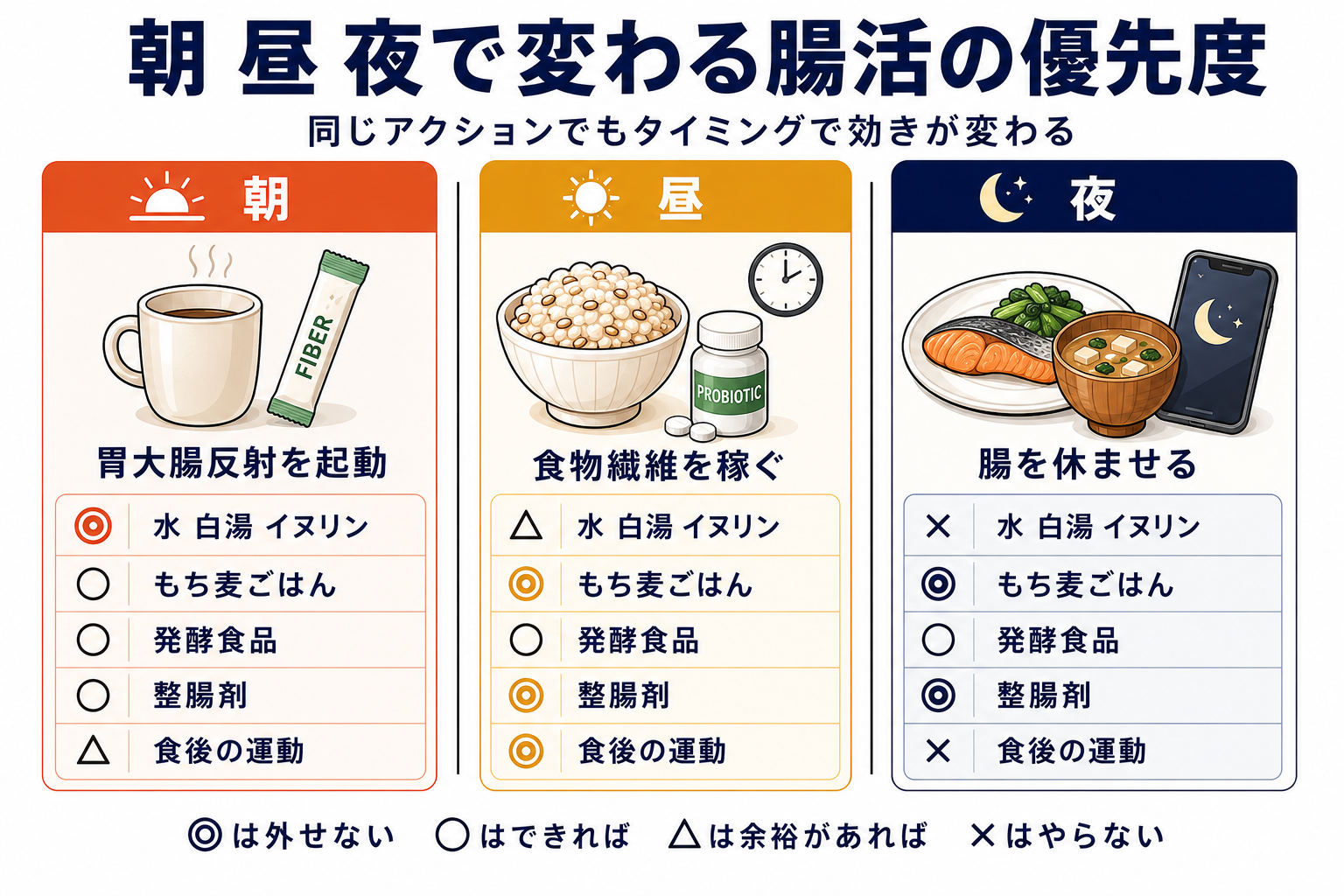 朝・昼・夜のおすすめアクション比較